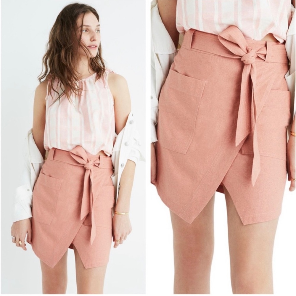 Madewell Portside Silk Wrap Mini Skirt Pink Size 0